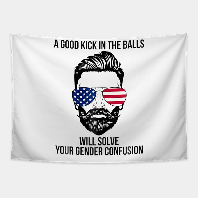 A Good Kick In The Balls Will Solve Your Gender Confusion Tapestry by Aleem James