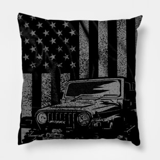 Vintage US Flag Jeeps Shirt - Jeeps Enthusiast T Shirt Pillow