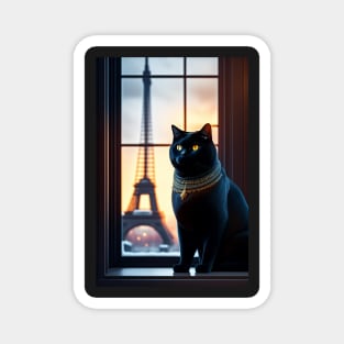 Black British Shorthair In Paris Magnet