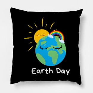 Happy Earth Day Shirt Cute Earth With Floral Earth Day 2024 T-Shirt Pillow