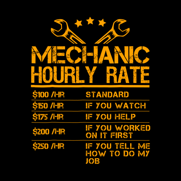 Funny Mechanic Hourly Rate Gift Shirt Labor Rates by dashawncannonuzf