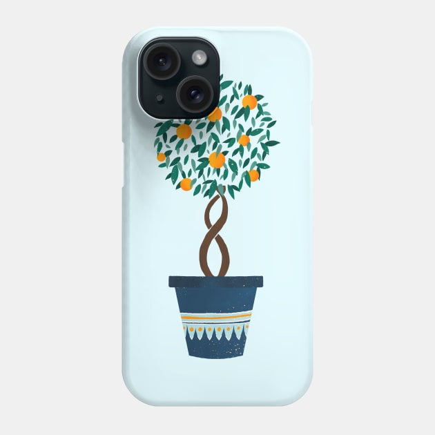 Orange tree in a blue pot Phone Case by Home Cyn Home 