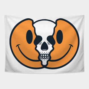 Skull and Smile emoticon Tapestry