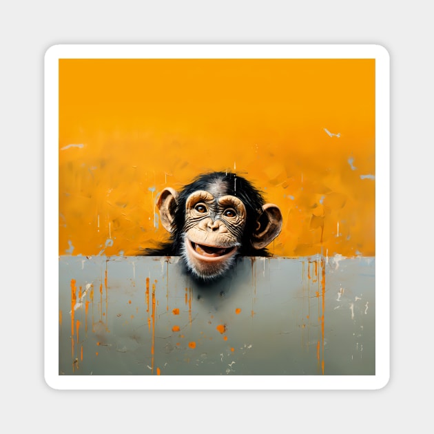 Cheeky Chimp Magnet by Geminiartstudio