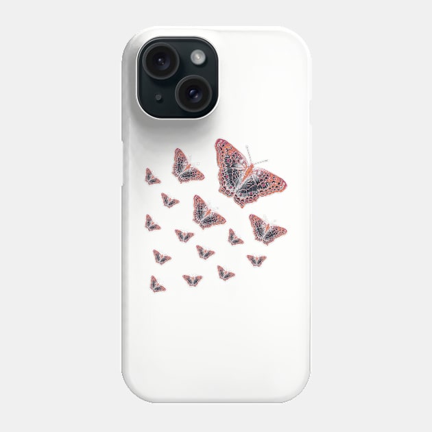 Orange Butterfly Flock Phone Case by designs-by-ann