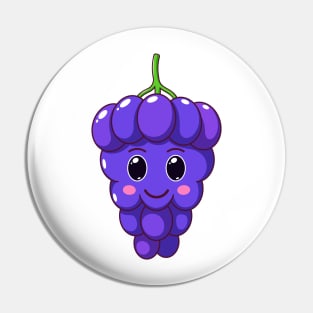 Cute Kawaii Grape, Cartoon Ripe Berries Pin