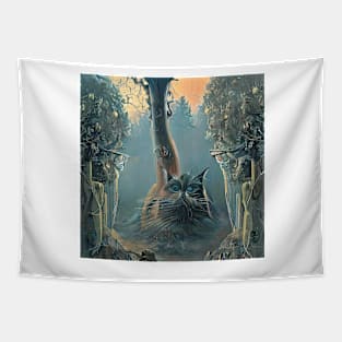 Cat in mechanical jungle Tapestry