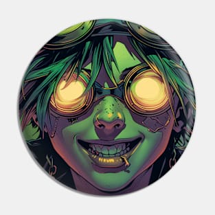 Psychedelic Steampunk Aviator in Glasses Pin