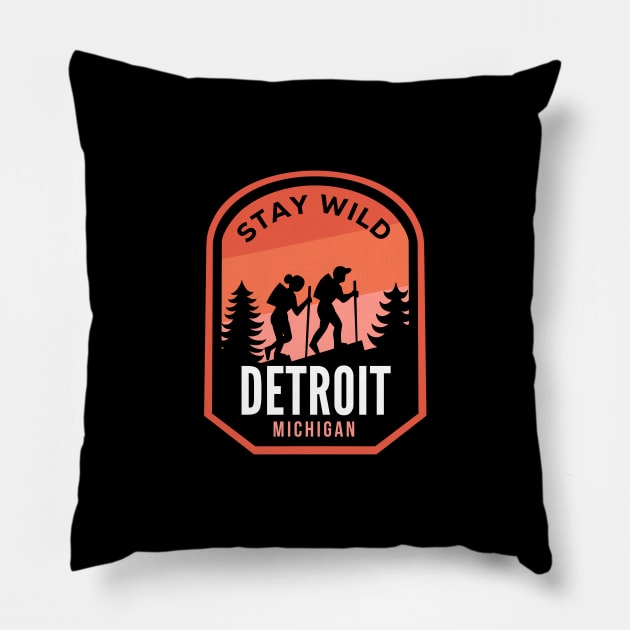 Detroit Michigan Hiking in Nature Pillow by HalpinDesign