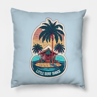 Surf Shack Vintage Retro Surfing Beach Pillow