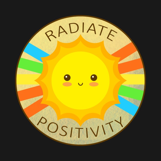 Radiate Positivity Be Happy Good-Vibes Cute Sun & Rainbow by mangobanana