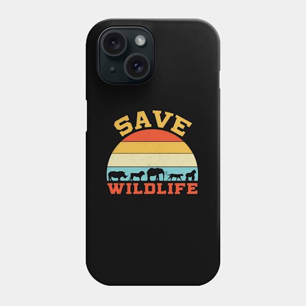 Save Wildlife Endangered Rhino Lion Elephant Tiger Gorilla Phone Case by klei-nhanss