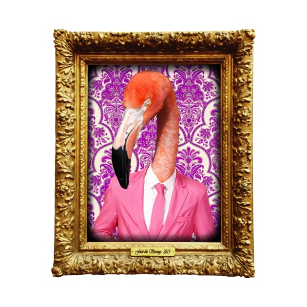 Flamingo Man in Vintage Frame by FaceTheStrange