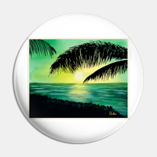 The Caribbean green sunset Pin