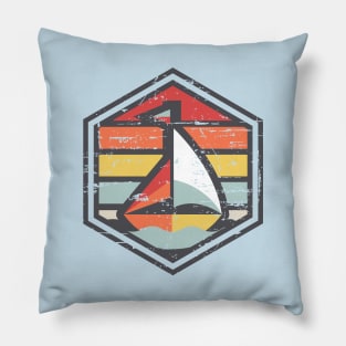 Retro Badge Sailboat Light Pillow