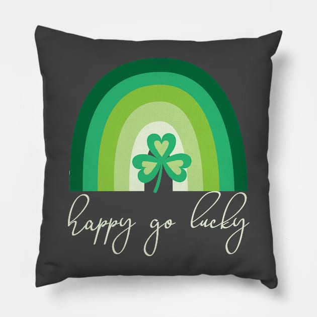 Happy Go Lucky Rainbow Pillow by SharksOnShore