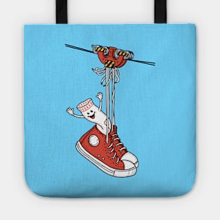 sneakers on wires Tote