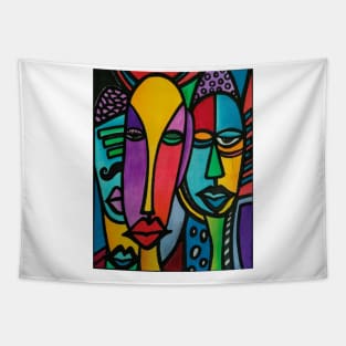 Abstract Art Colorful Faces Tapestry