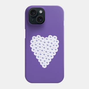 Periwinkle Blue and White Floral Heart Valentines Day Phone Case