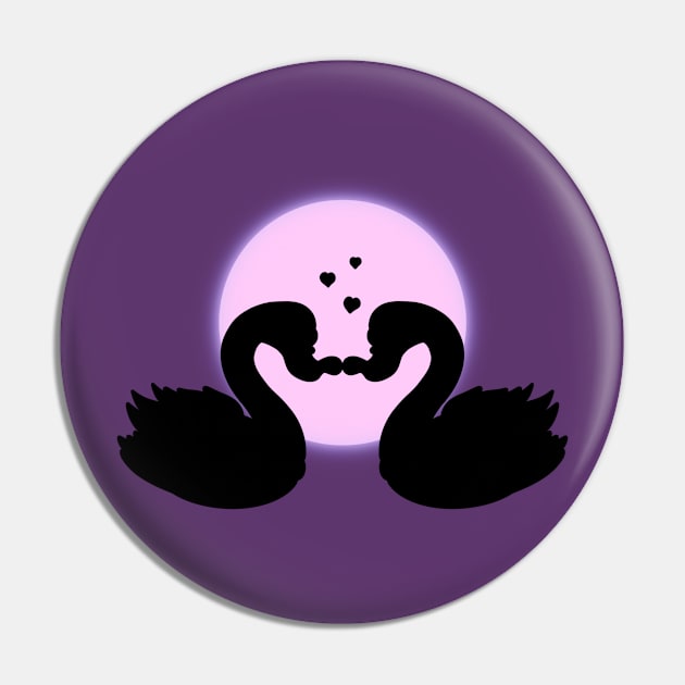 Geese Couple Silhouette Forming A Heart Shape In The Moonlight Pin by TheMaskedTooner