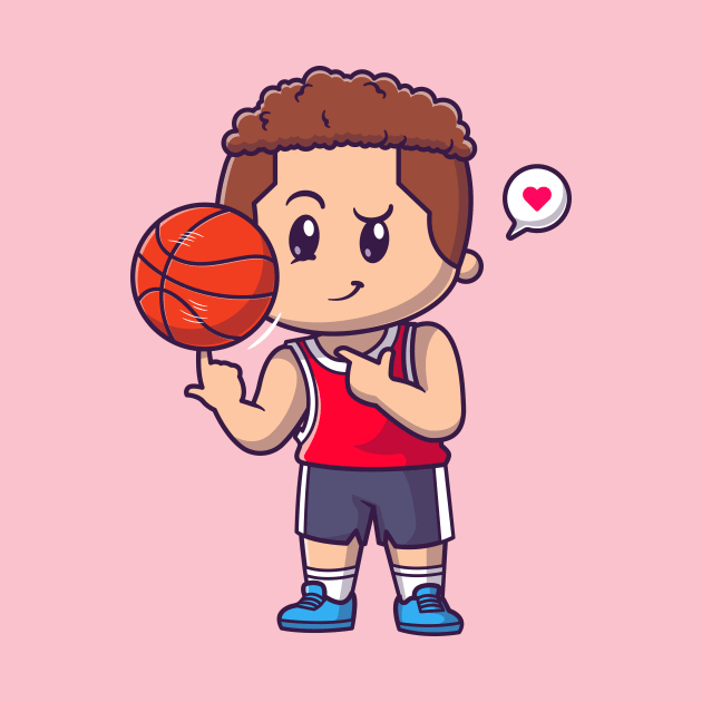 Cute Boy Playing Basket Cartoon by Catalyst Labs