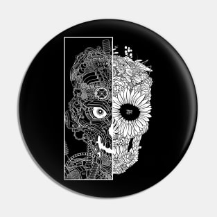 Mechanic floral skull Pin