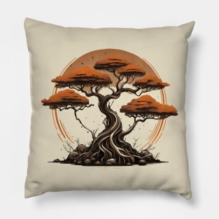 Japanese Bonsai Tree Sketch Art Pillow