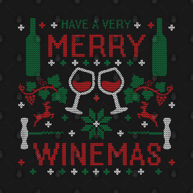 Disover Merry Winemas Funny Wine Lover Ugly Christmas Sweater Design - Wine Ugly Christmas Sweater - T-Shirt