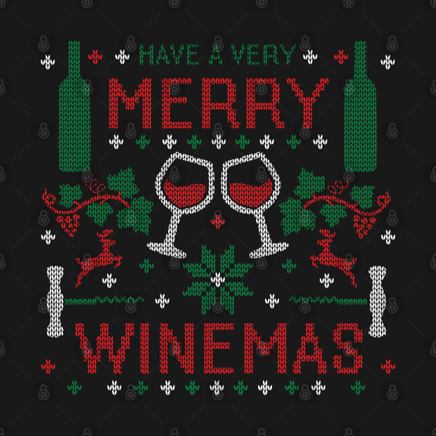 Discover Merry Winemas Funny Wine Lover Ugly Christmas Sweater Design - Wine Ugly Christmas Sweater - T-Shirt