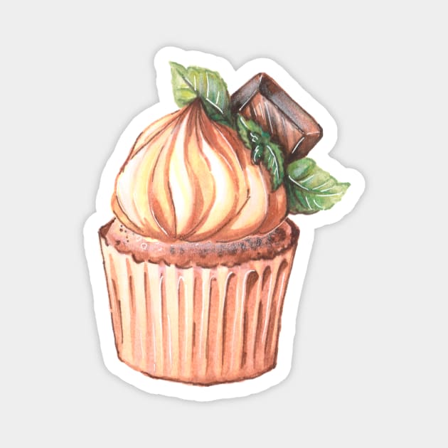 Chocolate Mint Cupcake Magnet by illustreline