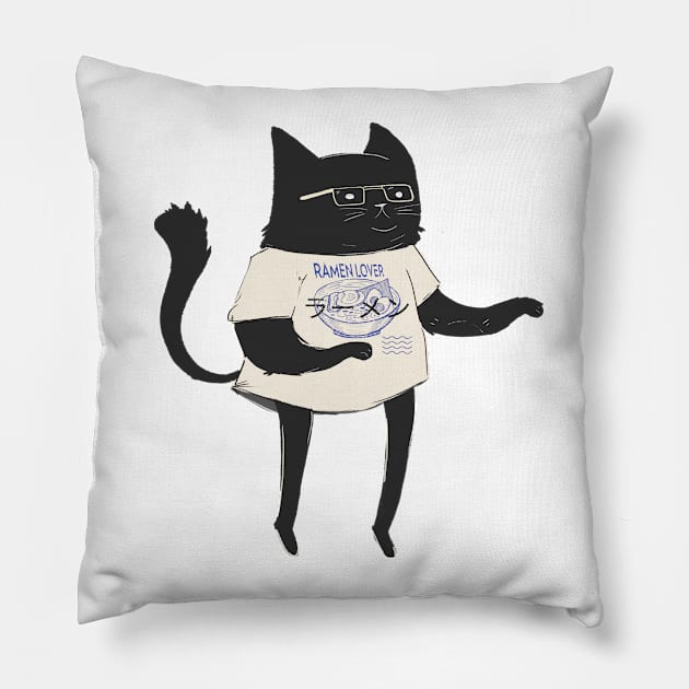 ramen lover cat Pillow by Johan13