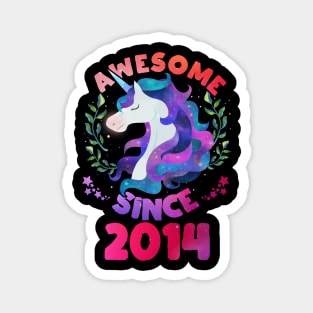 Cute Awesome Unicorn Since 2014 Funny Gift Magnet