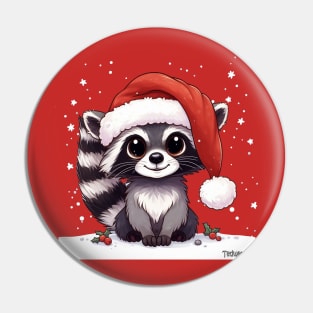 Christmas Raccoon Pin