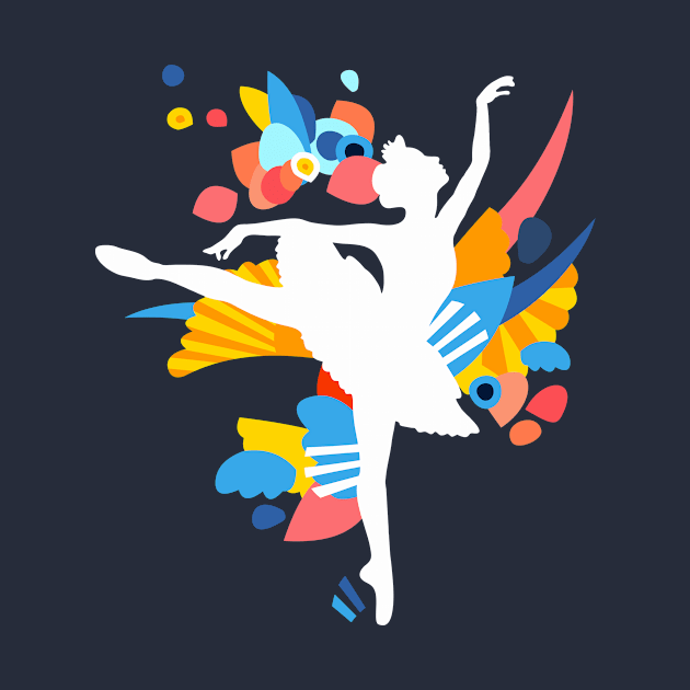 Colorful White Dancing Ballerina Silhouette by XOOXOO