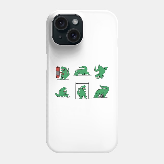 T-Rex Hates Gym Working Out Bodybuilding Phone Case by Elerve