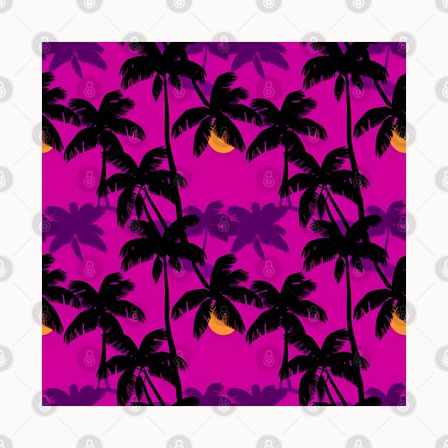 Violet Oasis with Palm Silhouettes by Sevendise