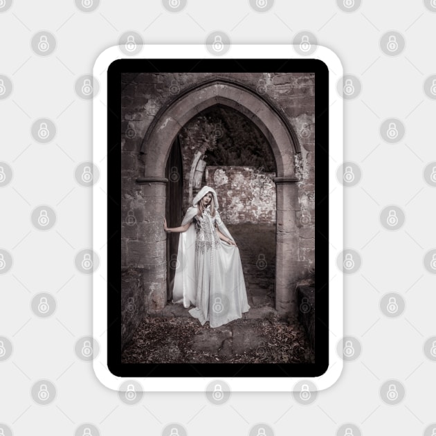 Snow princess in archway Magnet by Silver Linings