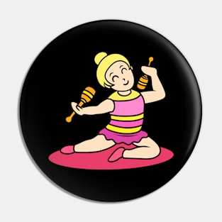 Chibi girl gymnastic with clubs Pin