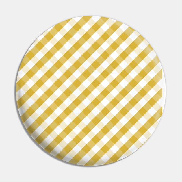 Mustard Yellow and White Check Gingham Plaid Pin by squeakyricardo