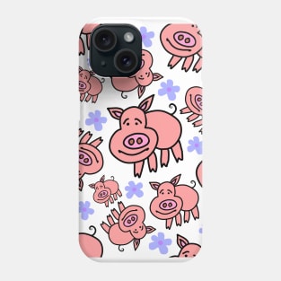 Pink Pigs and Lavender Flowers Phone Case