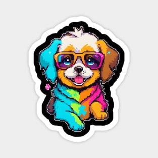 Pixel Colorful Dog Magnet