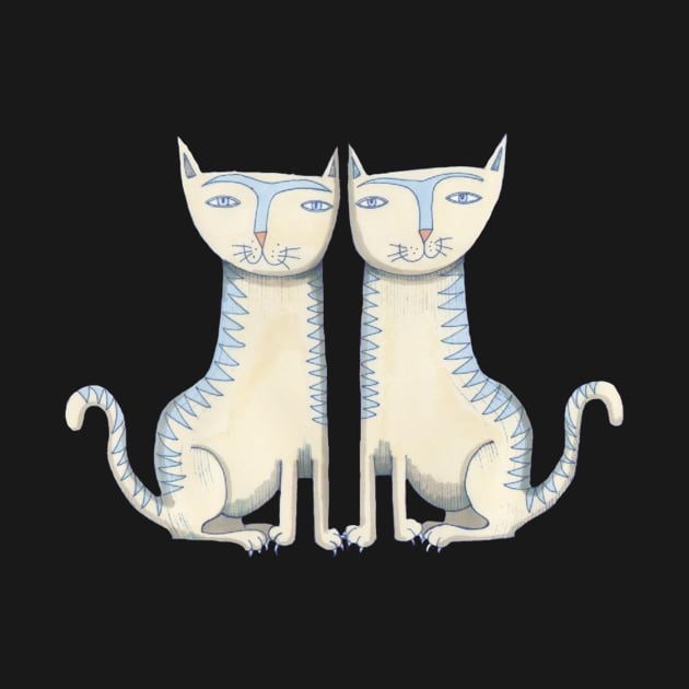 Cats, Staffordshire Style twin kittens by krisevansart