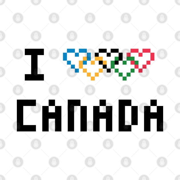 Pixel I Heart Canada with Heart Shaped Olympic Rings by gkillerb