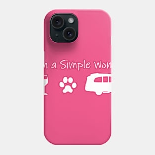 Airstream Basecamp "I'm a Simple Woman" - Wine, Cats & Basecamp T-Shirt (White Imprint) T-Shirt Phone Case