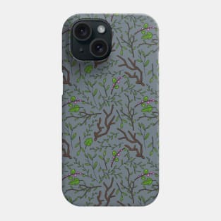 Grey deep dark forest. Saturated dark pattern. Phone Case