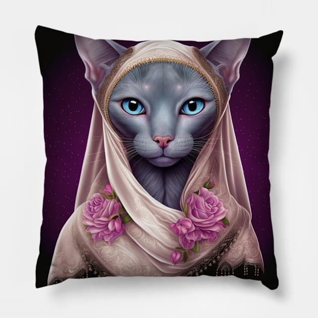 Saint Abyssinian Cat Pillow by Enchanted Reverie