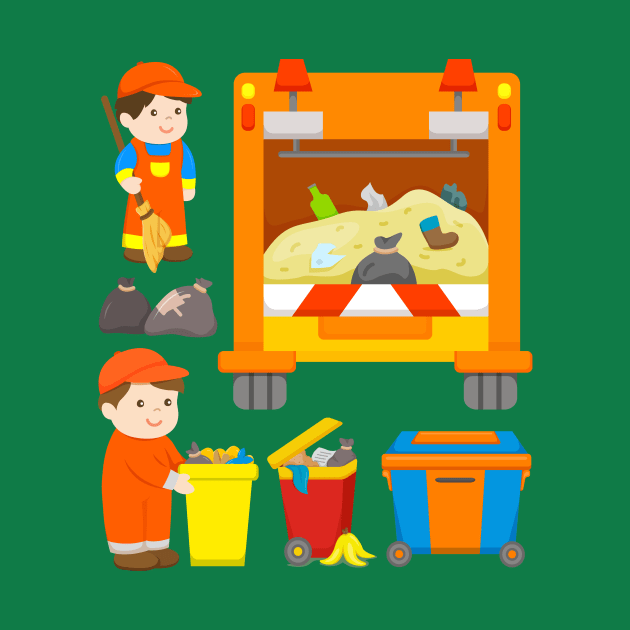 Garbage Truck Trash Collection Dustman Trashcans Boys by samshirts