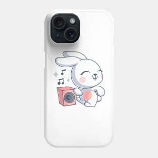 Cute bunny dancing and listening to music Phone Case