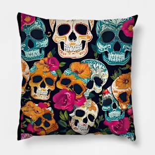 Colourful skull pattern Pillow