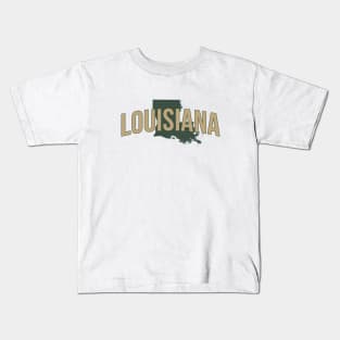 Louisiana Love - A Colorful Watercolor State Map Silhouette | Kids T-Shirt